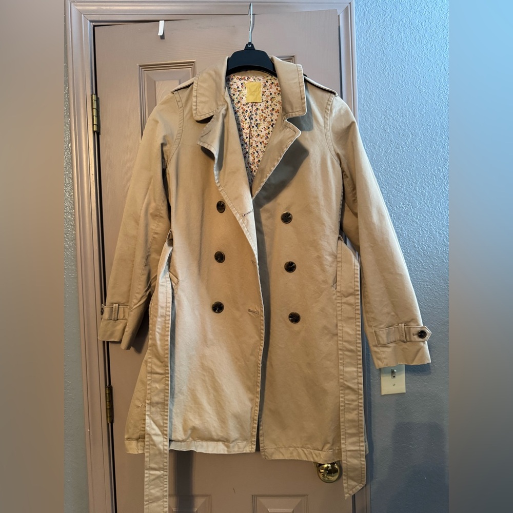 Vintage Fossil Tan Coat with Floral Lining